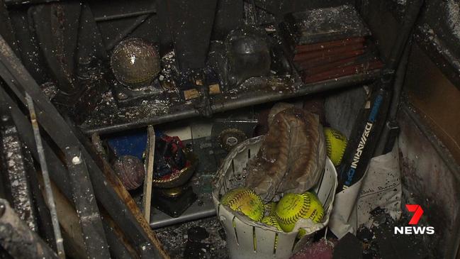 Belinda White's trophy cabinet was among the items destroyed in a Pasadena house fire. Picture: 7NEWS