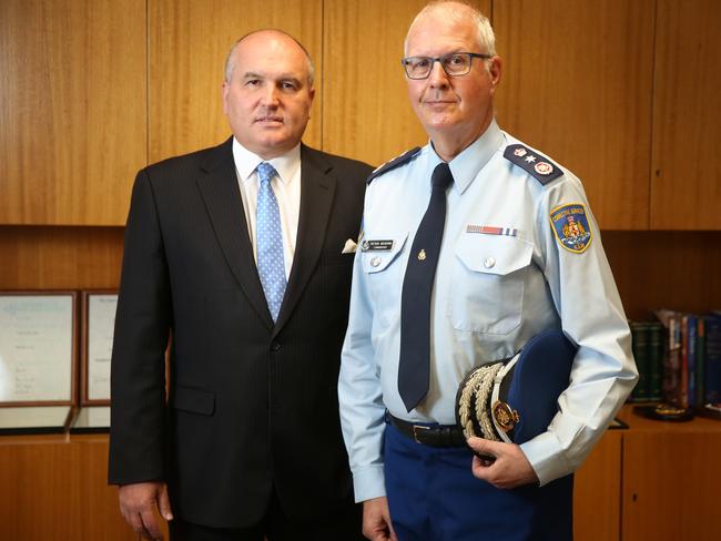 Corrections Minister David Elliott and Prisons Commissioner Peter Severin. Picture: Bob Barker.