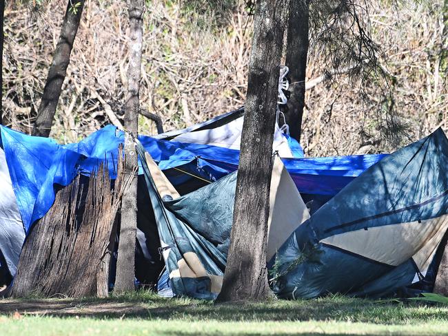 Hugh Muntz Park.Beenleigh tent city in Winter.Thursday July 18, 2024. Picture, John Gass