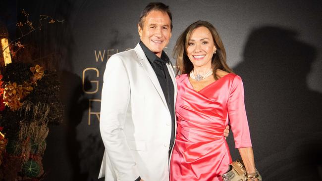 Collingwood Football Club President Jeff Browne and Ann Peacock at the Gather Round Red Carpet event at Magill Estate in April. Picture: Morgan Sette