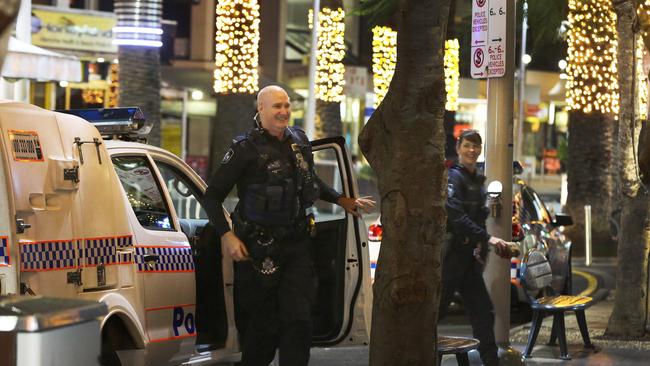 Police on patrol in Surfers Paradise. Picture Glenn Hampson