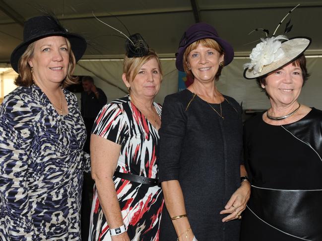 Anne Rumble, Di Slatcher, Sue Stone and Jenny Deuble at the 2011Townsville Ladies Day Races held at the Cluden Race Track