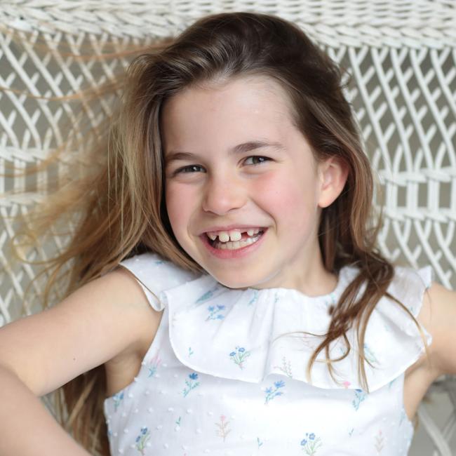 A photo issued by Kensington Palace of Princess Charlotte, taken in Windsor last weekend by her mother, The Princess of Wales, ahead of her eighth birthday on Tuesday. Picture: The Princess of Wales via Getty Images