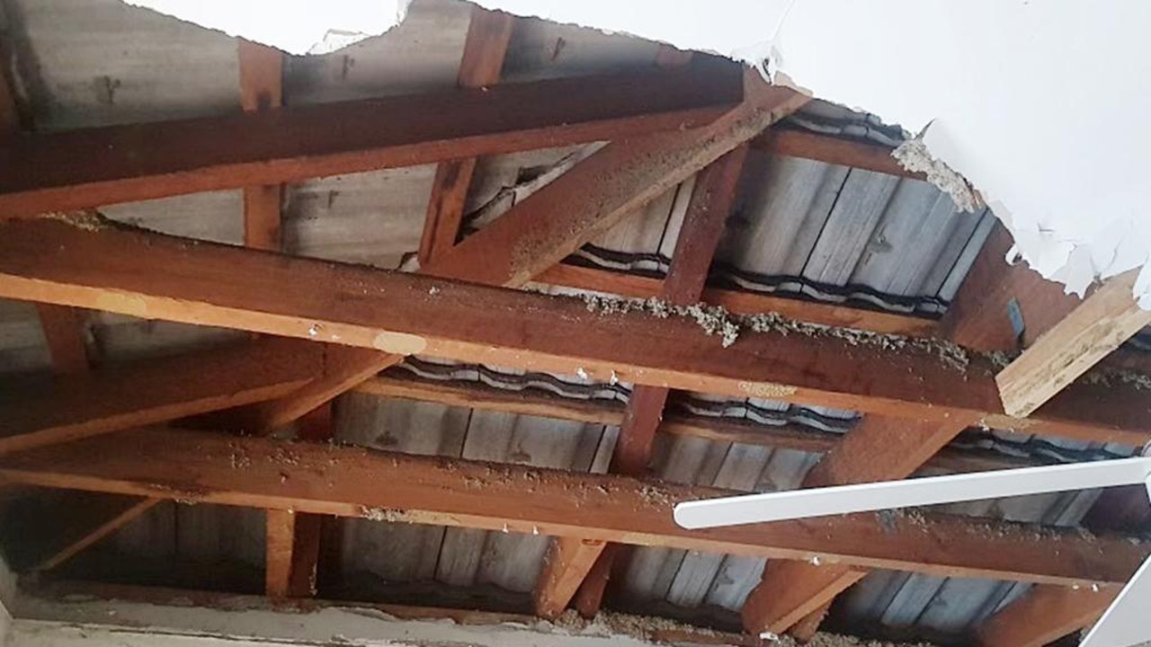 The collapsed ceiling at Hollywell, Queensland. Picture: Supplied to The Courier Mail