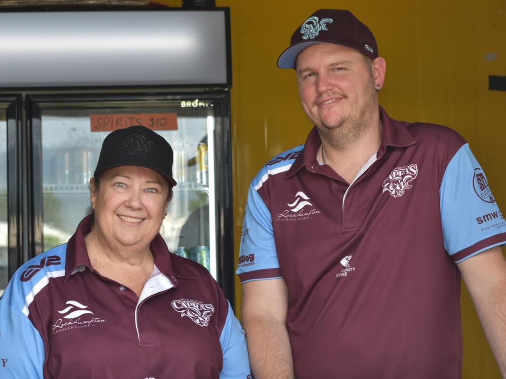 Lee Balkin and Jamie Fowler at the CQ Capras underage teams first games at Browne Park, Rockhampton, on February 25, 2023.