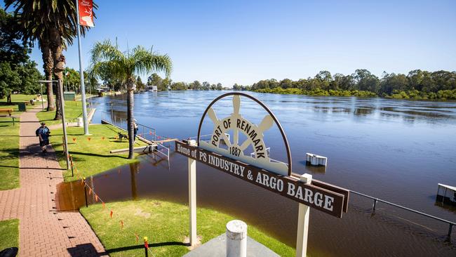 Flooding along the Renmark waterfront. Picture: Tom Huntley