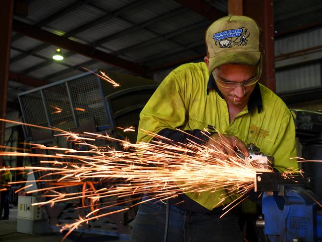 Carta &amp; Co apprentice fitter and turner Jake Marinoni on the factor floor in Ingham, North Queensland. Picture: Cameron Bates