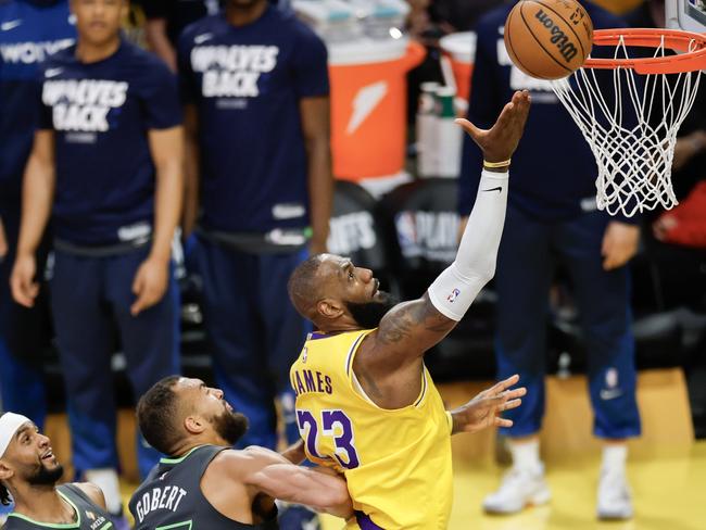 Even in the loss against Minnesota, 40-year-old LeBron showed he had lost nothing of his touch. Picture: Harry How/Getty Images