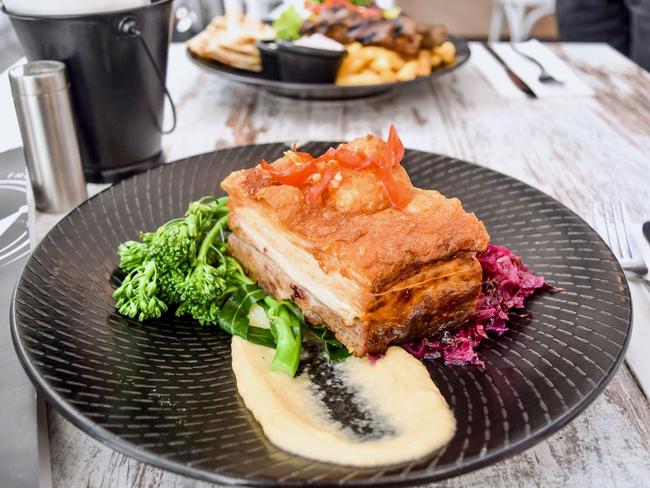 The pork belly dish at the Waterworks Hotel. Picture: Facebook