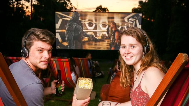 Caleb Bentley and Madeleine Dean at the Cameo’s outdoor cinema.