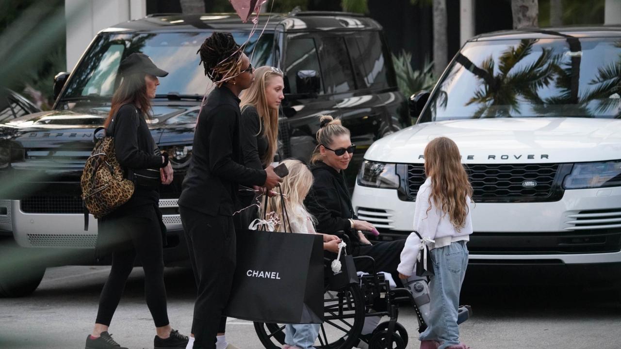 Kournikova with her family on a shopping trip. Picture: Backgrid