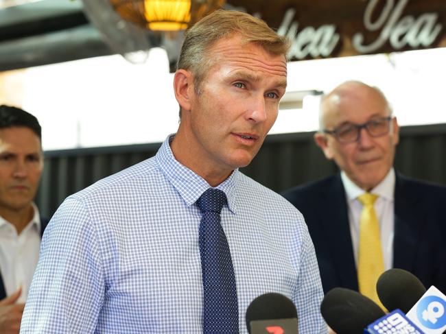 Member for Pittwater Rob Stokes addresses the media during the launch of the second phase of the Dine &amp; Discover NSW pilot in Sydney, Australia. Picture: NCA NewsWire / Gaye Gerard