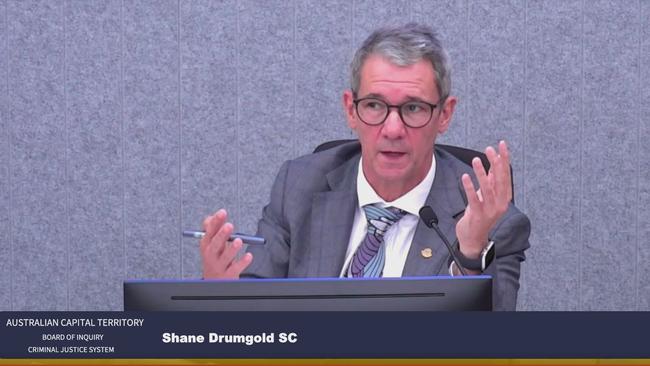 Shane Drumgold at the public hearings of the Australian Capital Territory’s Board of Inquiry into the Criminal Justice System in at the ACT Civil and Administrative Tribunal Canberra.