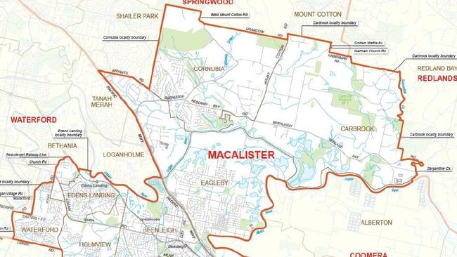 A map of the seat of Macalister, which is held by the Labor Party’s Melissa McMahon with a 7.4 per cent margin.