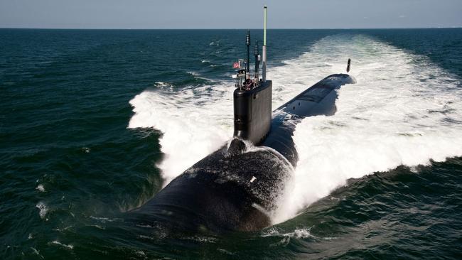 Virginia-class attack submarine USS California during sea trials.