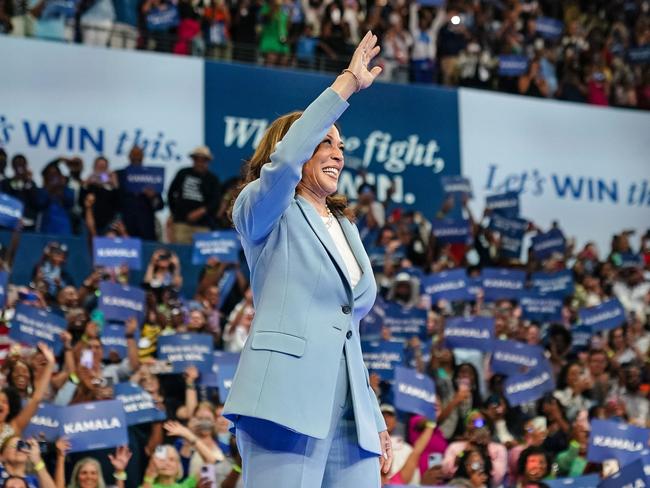 Kamala Harris waves at a campaign rally in Atlanta, Georgia. Picture: AFP