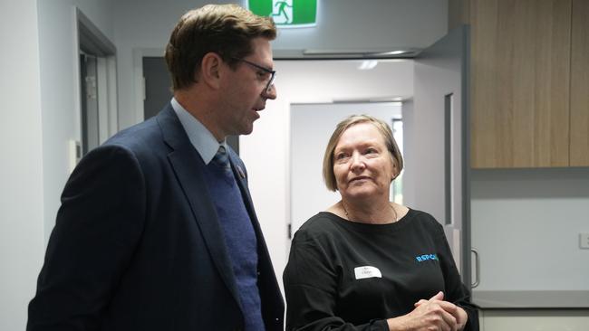 Toowoomba mayor Geoff McDonald and RSPCA chief vet officer Anne Chester tour the organisation's new Banks Vet Clinic at its Wellcamp site.