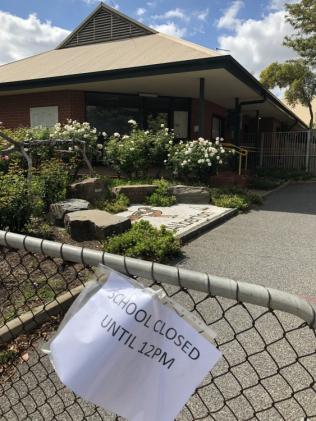 A sign out the front of Alberton Primary School due to the teachers strike. Picture: Simon Cross.