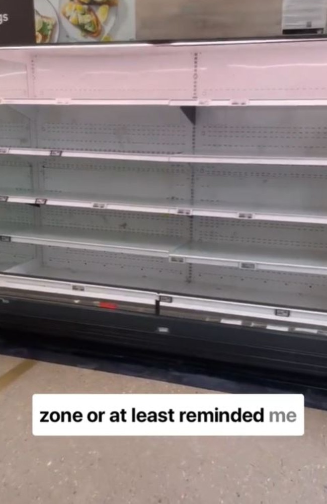 Shoppers were shocked by the lack of products available, saying they had ‘never seen’ a supermarket shut up shop. Picture: TikTok/HumansofEastwood