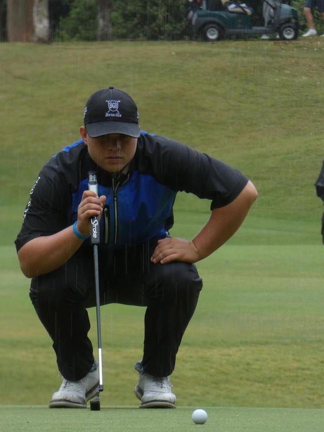 Brodie Herring eyeing up his putt. Photo: Contributed