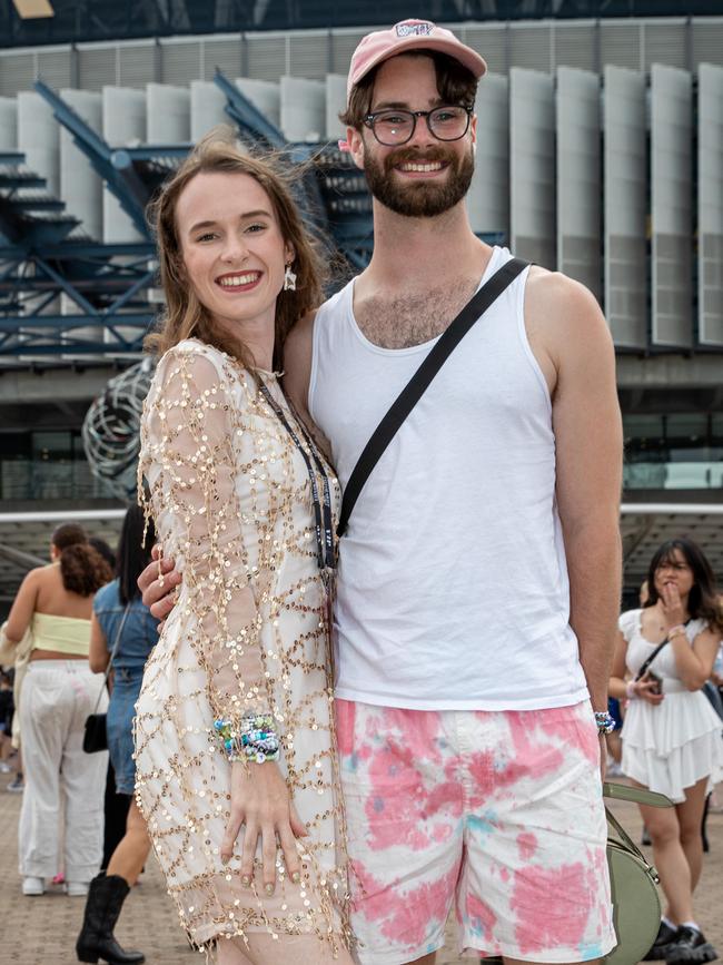 SYDNEY, AUSTRALIA - Daily Telegraph Photos February 26, 2024: Emma and Ethan at Taylor Swift's The Eras Tour concert held at Accor Stadium in Sydney. Picture: Christian Gilles