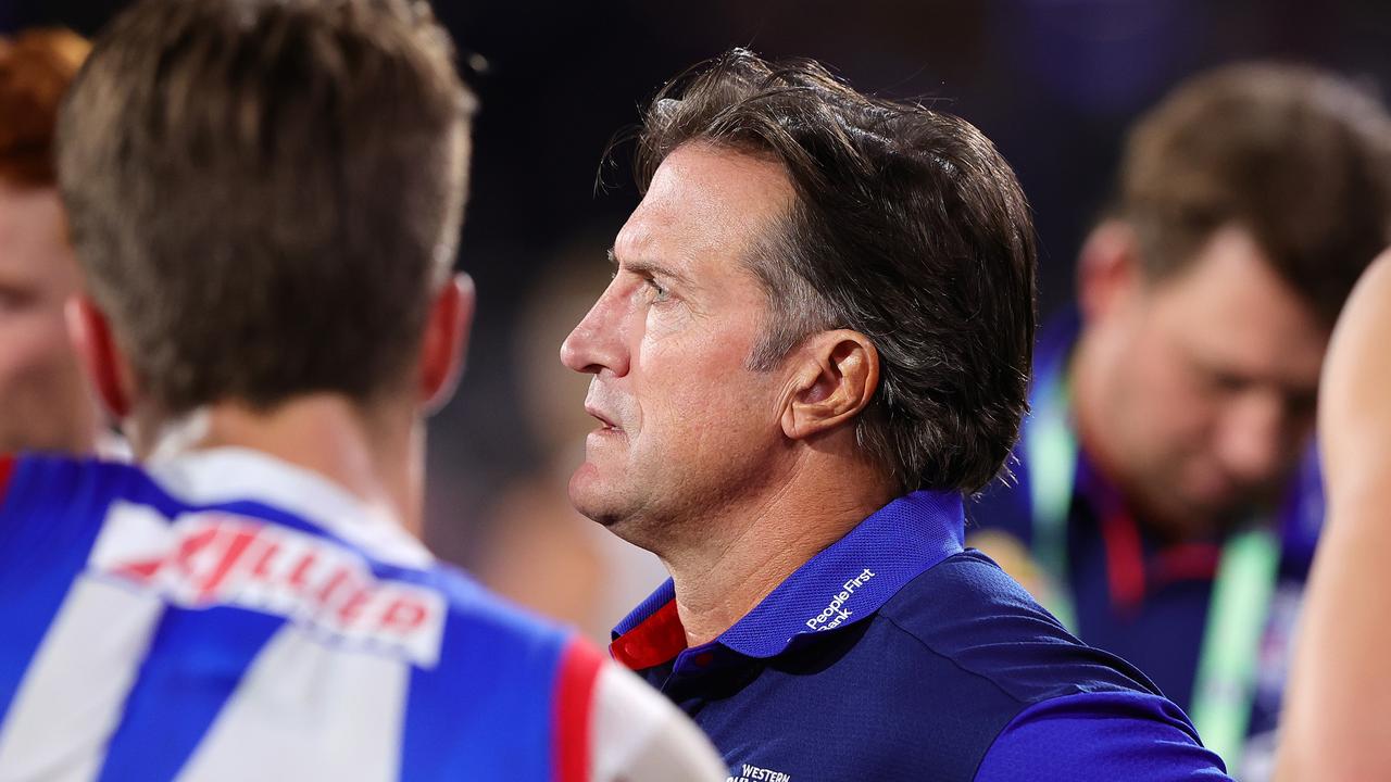 Western Bulldogs coach Luke Beveridge says he hopes Thomas has “learnt” from the punishment handed down by the AFL in February for inappropriate behaviour towards a woman. Picture: Sarah Reed / Getty Images