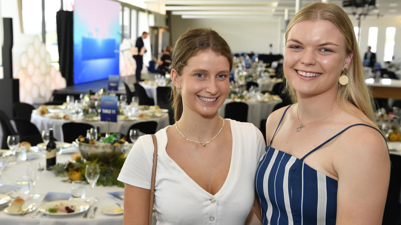 Darling Downs Panthers players Lucy Blakeney (left) and Caitlin Skaines at the Future Toowoomba lunch at Wellcamp Airport. Picture: Kevin Farmer