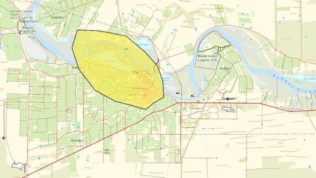 Map of the grass fire that firefighters are working to extinguish in Waikerie. Picture: Country Fire Service