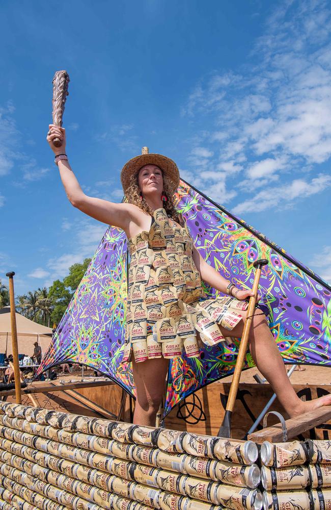 Sarah Oliver from Techno Vikings at the Darwin Beer Can Regatta at Mindil Beach, 2023. Picture: Pema Tamang Pakhrin