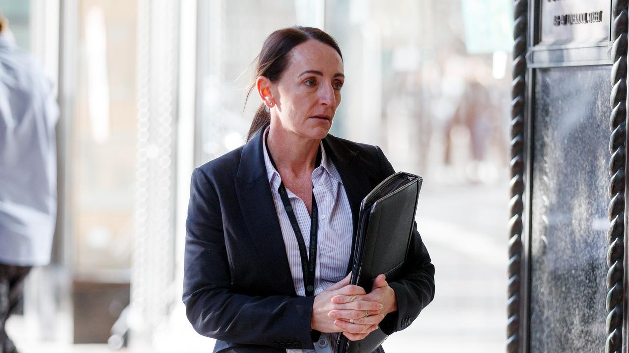 Detective Sasha Pinazza arrives at The Downing Centre District Court on Tuesday to attend the mention of Beau Lemarre-Condon. Picture: NewsWire / Nikki Short