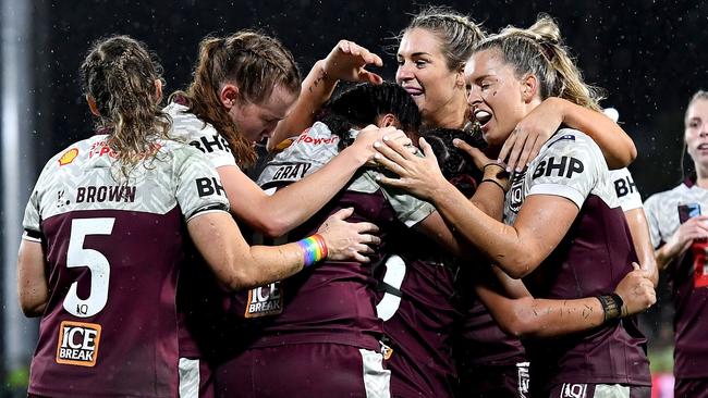 Queensland has won the last two women’s Origin matches. (Photo by Bradley Kanaris/Getty Images)