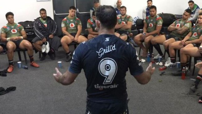 Cameron Smith addresses the homesick New Zealand Warriors after Storm’s win. Picture: Fox Sports.