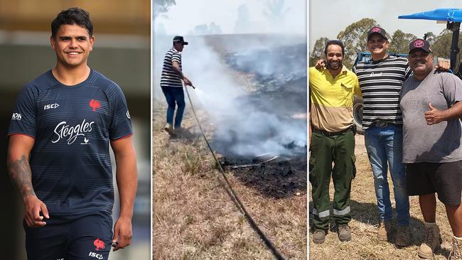 Latrell Mitchell has been helping the firefighting cause in Taree.