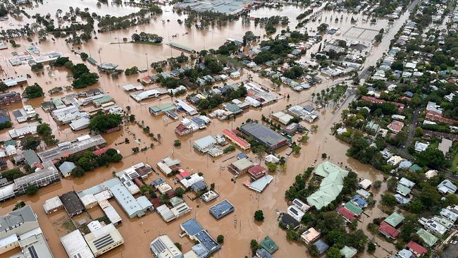 Lismore, northern NSW, under water in March 2022. Picture: AFP / NSW SES