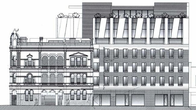 Line drawing of proposed development at Central Club Hotel, Swan St, Richmond. Pic: David Edelman Architects