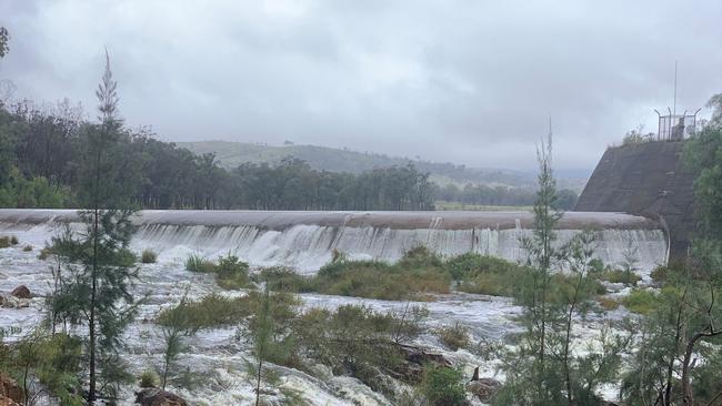 Connolly Dam overflows as huge rains batter Southern Downs. Picture: SDRC