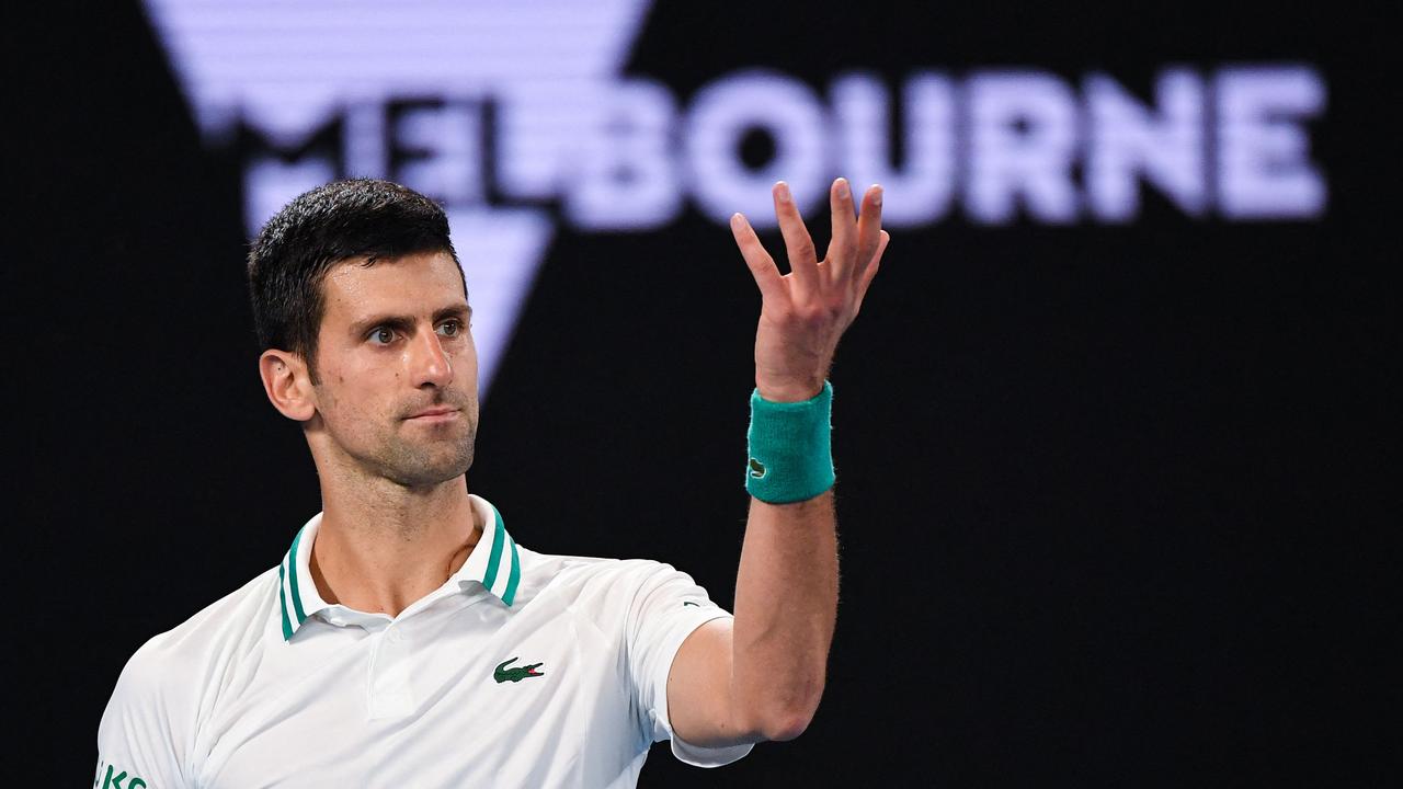 Novak Djokovic is fighting through the court system to stay and play at the Australian Open. Picture: William West/AFP