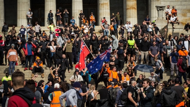 A protester who attended Wednesday's rally in Melbourne has tested positive to coronavirus. Picture: Getty Images
