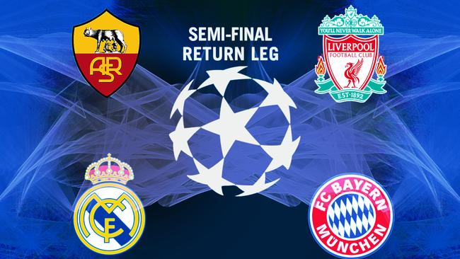 Roma and Real host Liverpool and Bayern respectively in the second leg of the UCL semi-finals