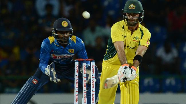 Glenn Maxwell pulled out all the tricks in his century against Sri Lanka. Picture: AFP