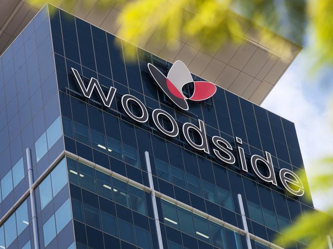 The Woodside Petroleum Ltd. logo is displayed atop the company's headquarters in Perth, Australia, on April 11, 2011. Photographer: Ron D'Raine/Bloomberg