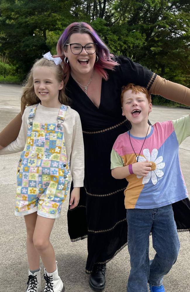 Sunshine Coast content creator Nat Alise with her two children Aaliya and Malachi. Picture: Supplied