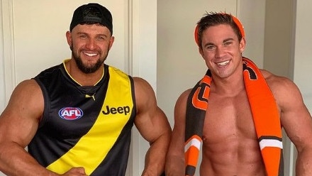 Nath Wyld, left, is a Melbourne OnlyFans star who loves dressing up. Picture: Supplied.