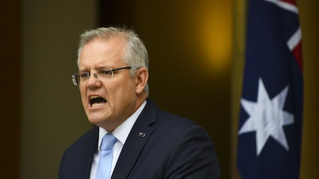 Prime Minister Scott Morrison speaks to the media at Parliament House on Friday. Picture: AAP