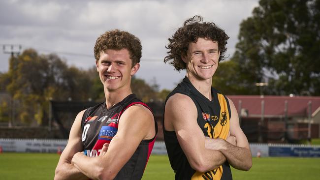 Cade Kennedy, of West Adelaide, and Lewis Rayson, of Glenelg, are set to go head-to-head in The Advertiser’s live streamed under-18 clash. Picture: Matt Loxton