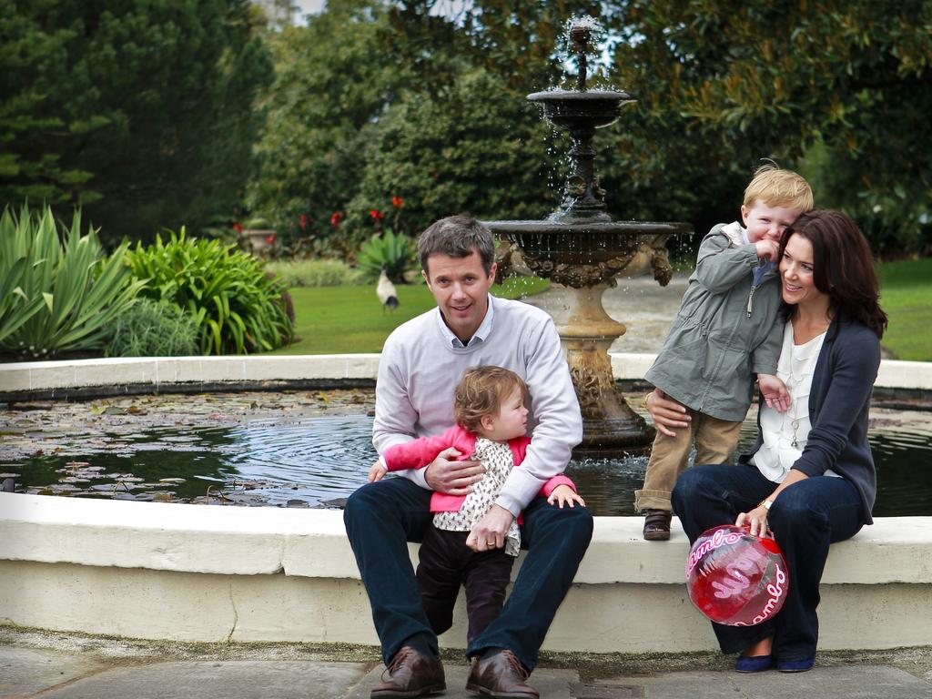 Their Royal Highnesses with their children Prince Christian and Princess Isabella, in the gardens of Government House, Sydney, whilst on holiday. Picture: News Limited