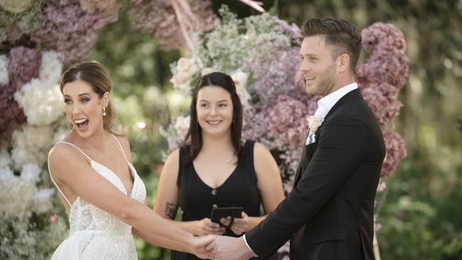 Jake Edwards on his wedding day to Bec on Married at First Sight.