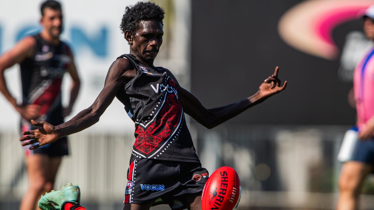 Frances Tipungwuti as Wanderers take on the Tiwi Bombers in Round 1 of the 2024-25 NTFL season. Picture: Pema Tamang Pakhrin