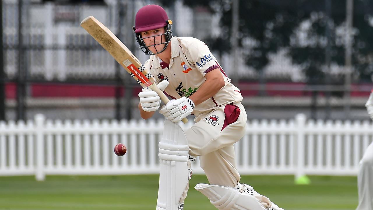 Toombul batsman Harry McNeilly. Sci-Fleet Motors club cricket competition between Toombul and Redlands Saturday October 1, 2022. Picture, John Gass