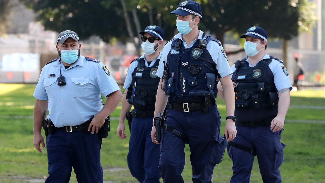 Sydney police patrolling on Saturday. Picture: Tim Hunter.